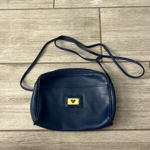 Vintage 90s Mario Valentino Blue Crossbody w/leather interior